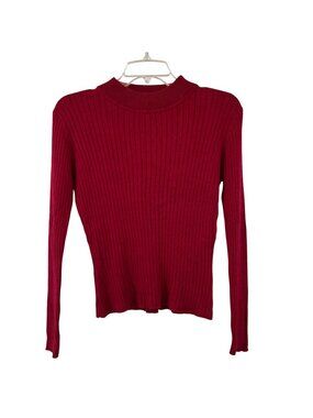 Westbound Petites Sweater Womens PL Petites Red Ribbed Mock Neck Used